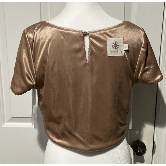 NEW Revelry Bandie Sequin Top Rose Gold Short Sleeve Cocktail Party Size Medium - Picture 7 of 8
